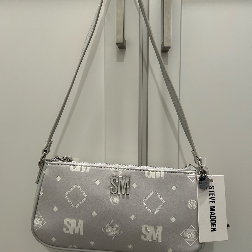 Steve Madden Light Gray Monogram Shoulder Bag